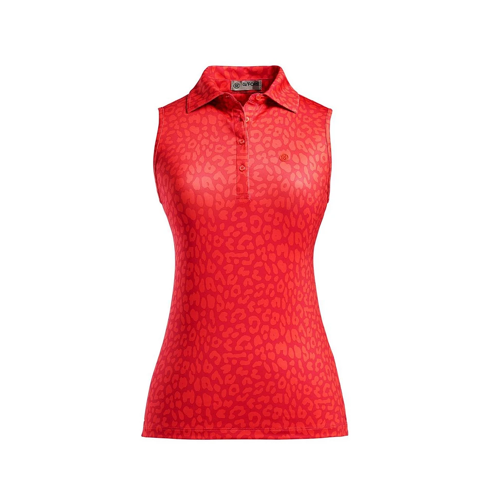Women's Animal Printed Sleeveless Polo