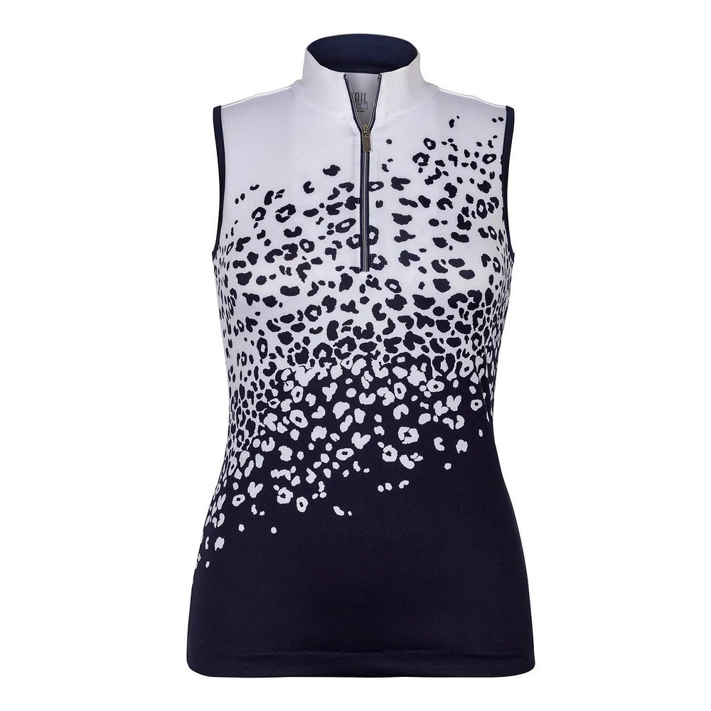 Women's Fannie Leo Jolt Print Mockneck Zip Sleeveless Top