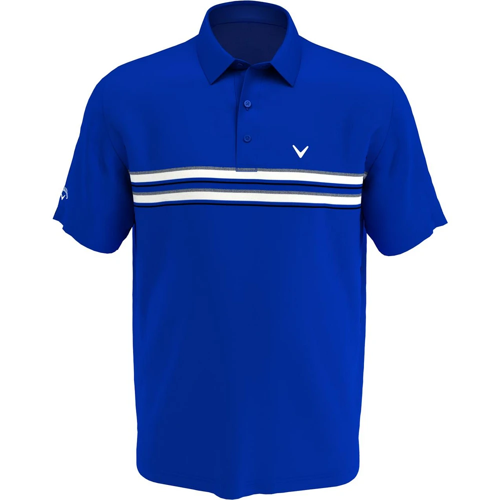 Men's Engineered Jaspe Chest Stripe Short Sleeve Polo