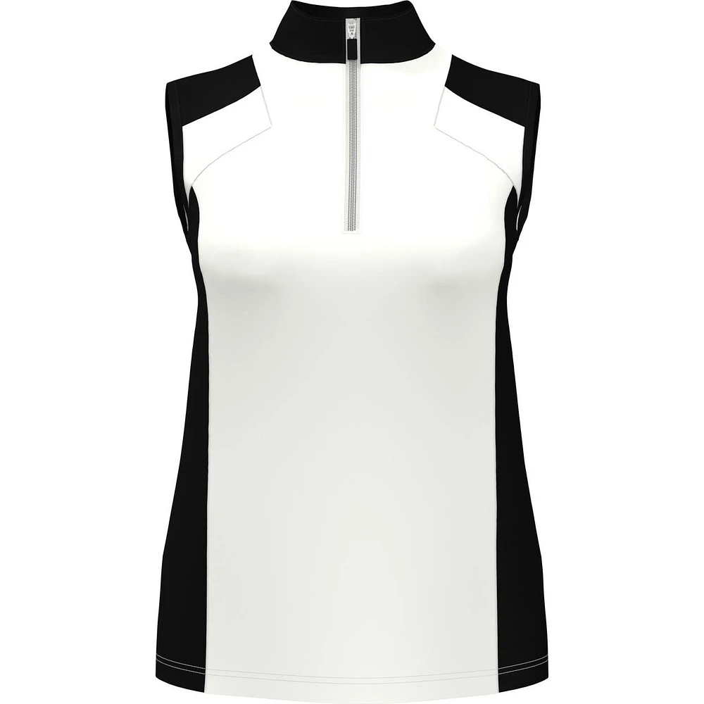 Women's Colourblock Zip Sleeveless Polo