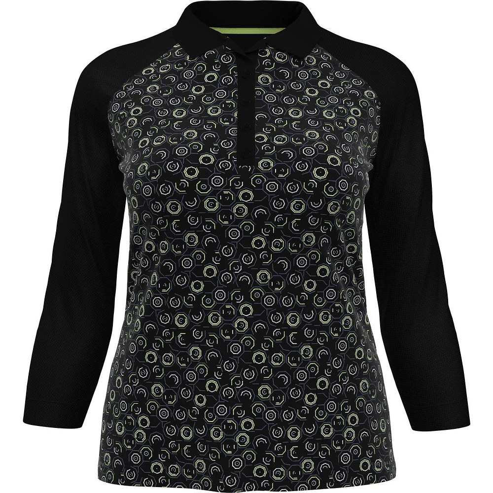 Women's Abstract Print 3/4 Sleeve Polo