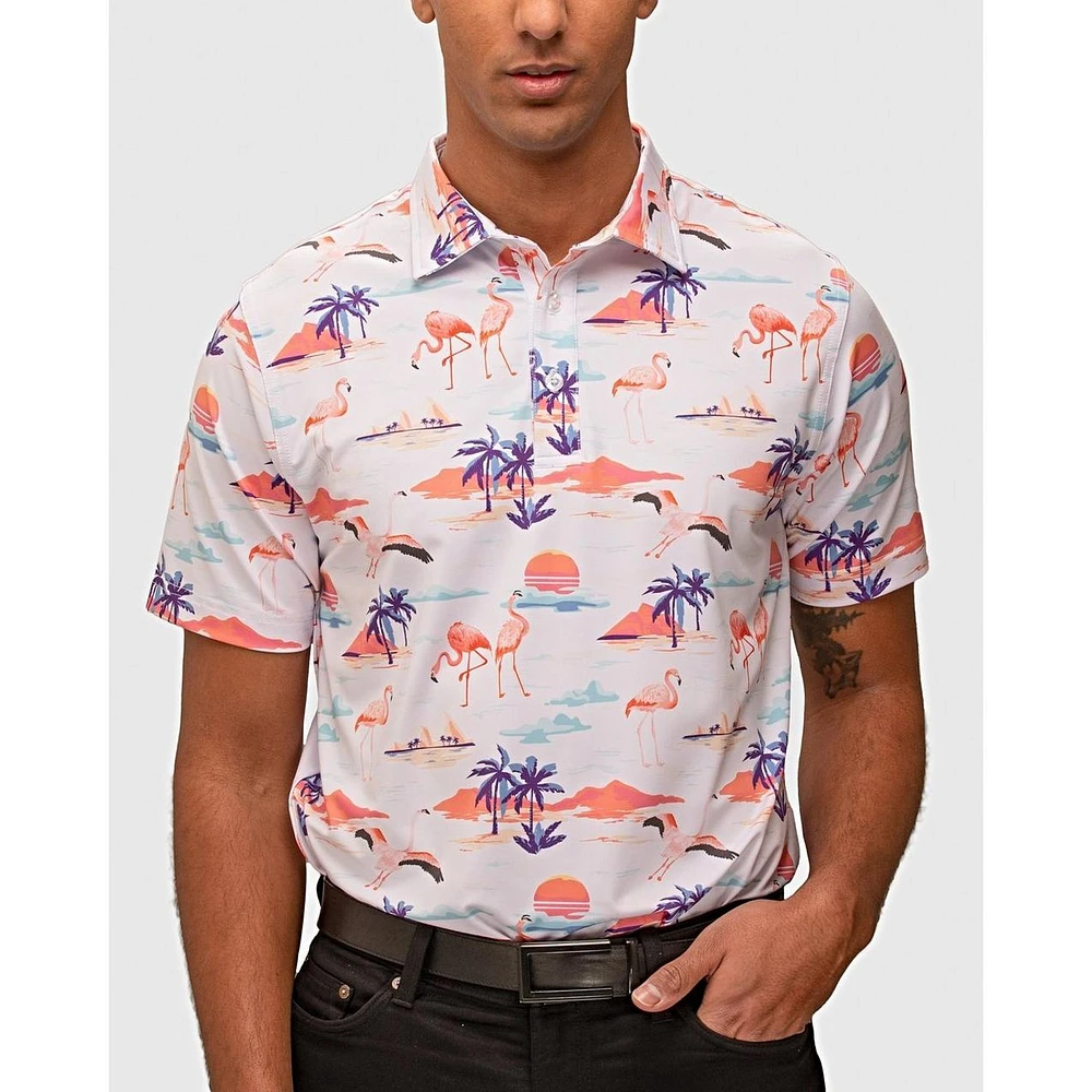 Men's Flamingo Sunset Short Sleeve Polo