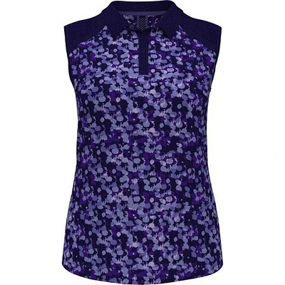 Women's Abstract Print Sleeveless Polo
