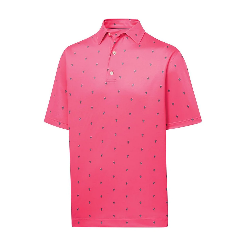 Men's Cactus Print Lisle Short Sleeve Polo