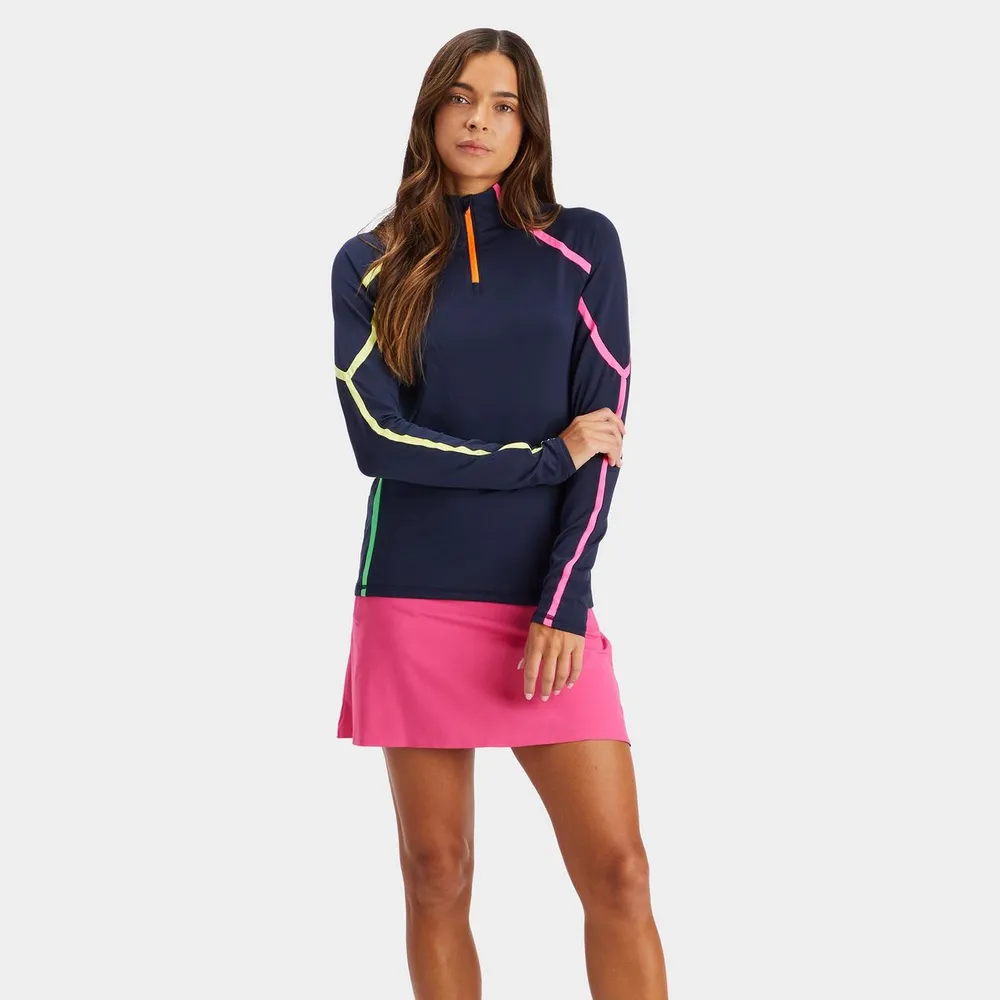 Women's Colour Block 1/4 Zip Long Sleeve Top