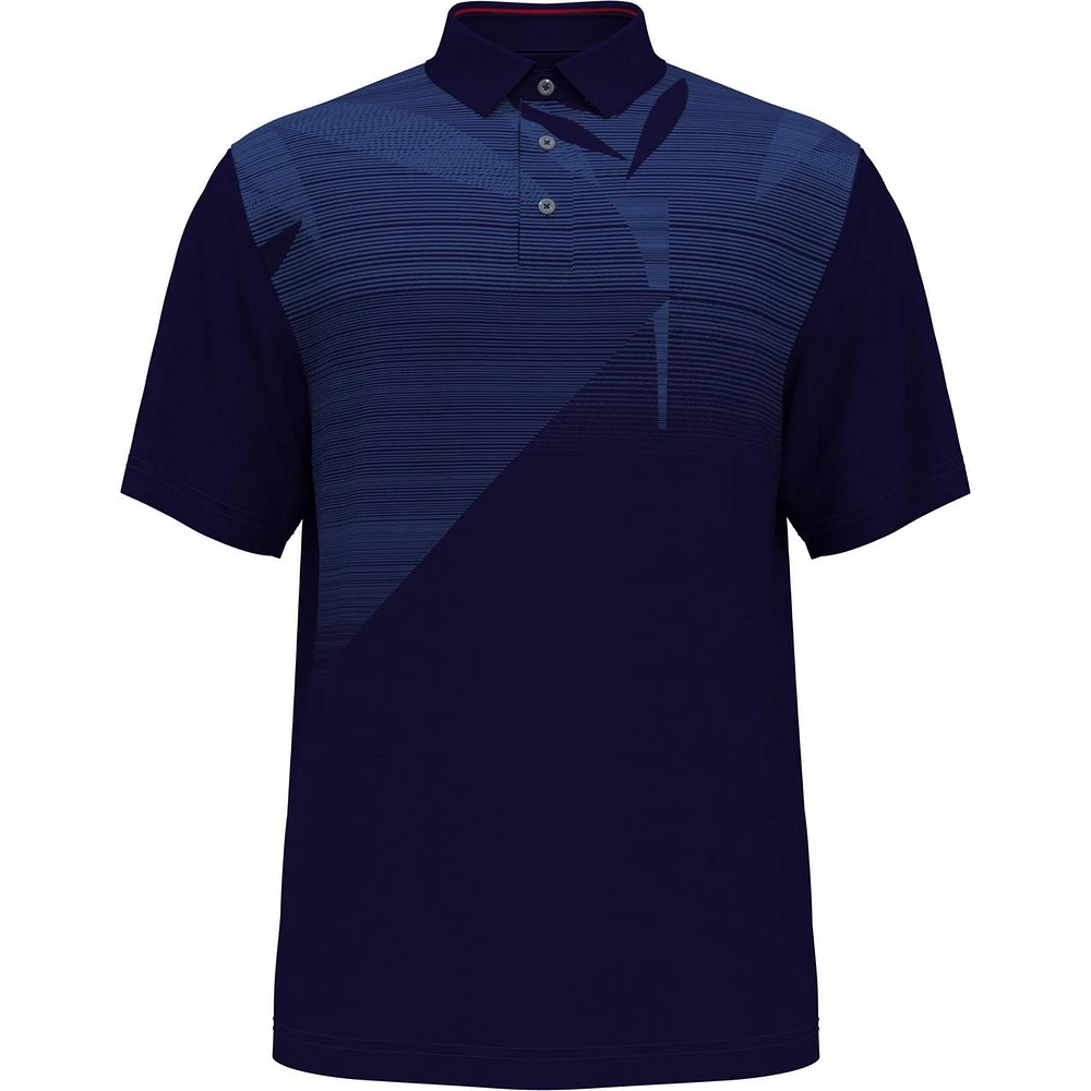 Men's Assymetric Tropical Print Short Sleeve Polo