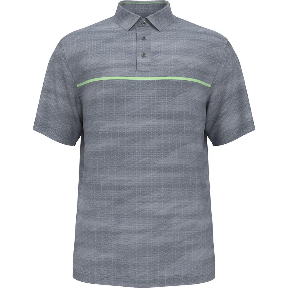 Men's Digitized Chest Stripe Print Short Sleeve Polo