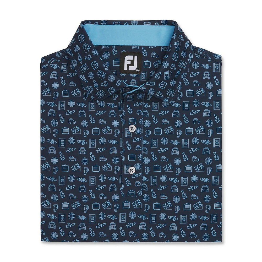 Men's Travel Print Short Sleeve Polo