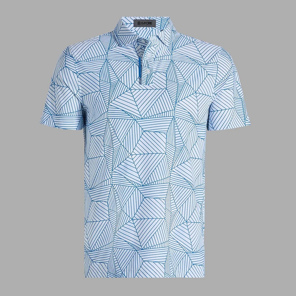 Men's Geometric Tech Pique Short Sleeve Polo