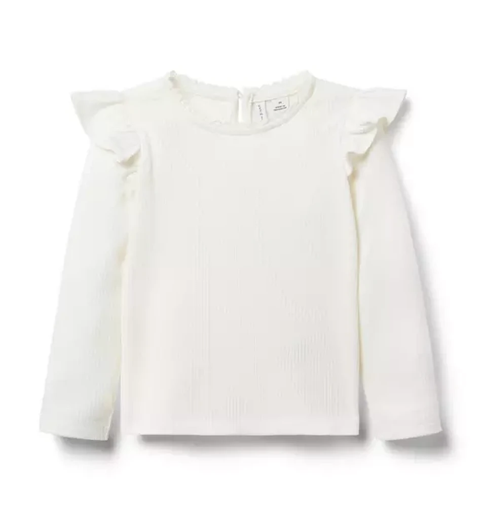 Ribbed Ruffle Shoulder Top