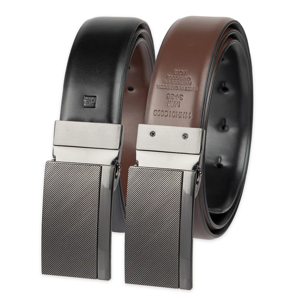 Tailored Flex by Haggar Men's Two-In-One Reversible Plaque Buckle Belt, Sizes S-XL