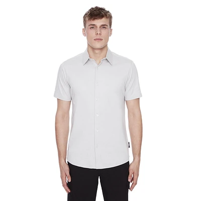Dark Black Men's Short Sleeve Button-Down Shirt