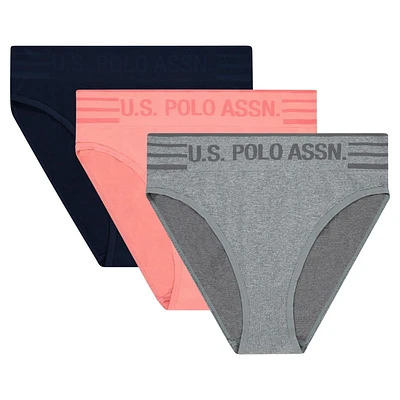 U.S. Polo Assn. Lot de 3 culottes taille haute sans couture pour femmes