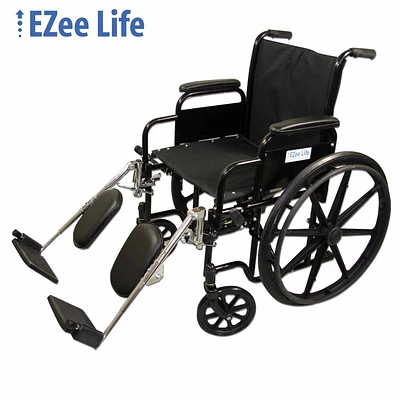 Fauteuil roulant de Ezee Life avec repose-pieds élévateur et appuie-bras amovibles - - Largeur de siège de 18 po ou 20 po