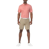 PGA TOUR Course Essentials Men's Linear Conversational Print Short Sleeve Polo Shirt,