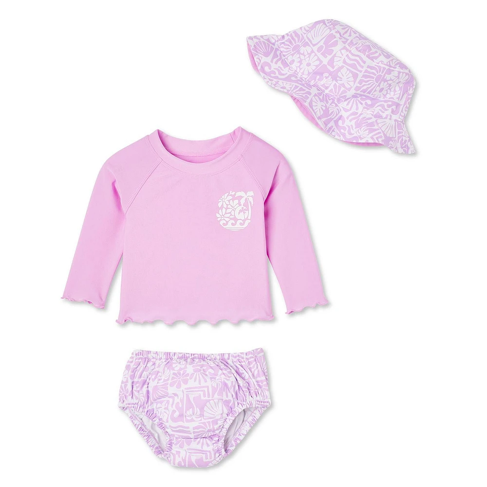 George Baby Girls' Swim Diaper 3-Piece Set, Sizes 0-24 months