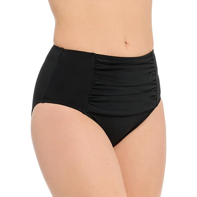 Captiva Women's High-Waisted Ruched Bikini Swim Bottom Swimwear