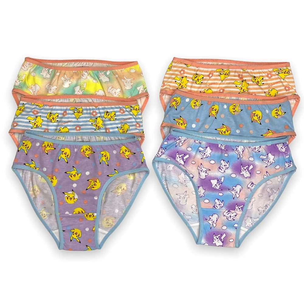 Pokemon Sous-vêtements de fille. Ces culottes classiques pour filles sont livrées en lot de 6 et ont une fine bande élastique à la taille et autour de la jambe et Tailles 4 à 8