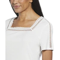 RAFAELLA Women's Square Neckline Short Sleeve Tee Shirt
