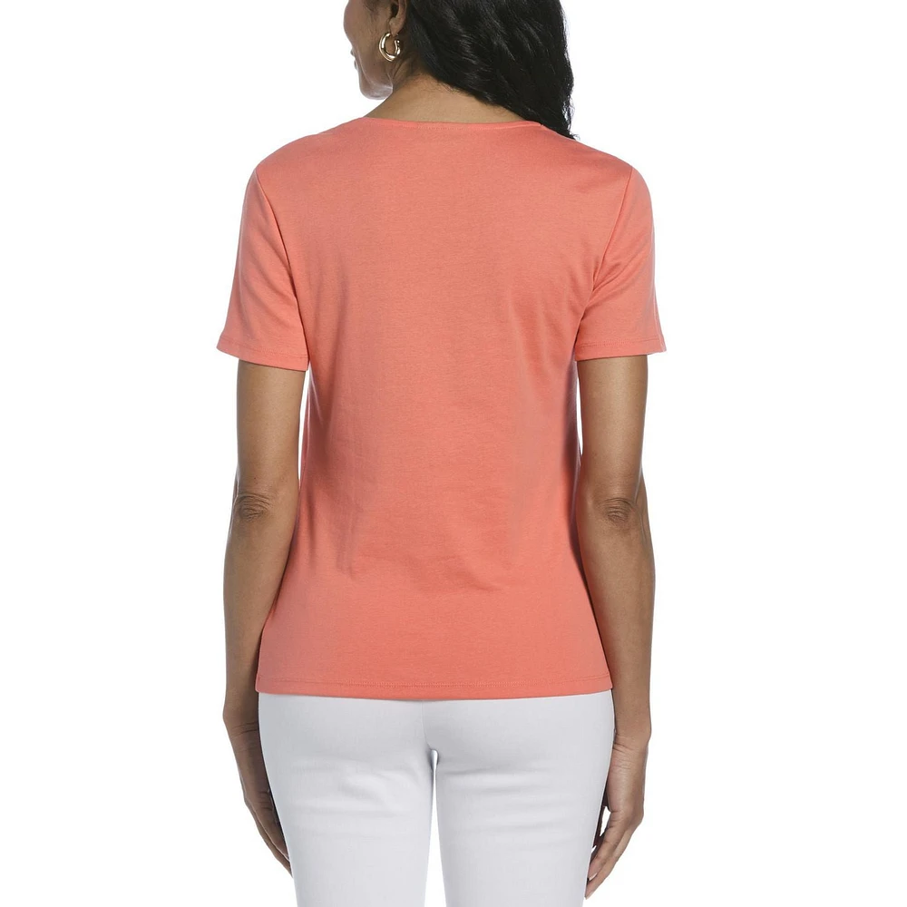 RAFAELLA T-shirt à manches courtes et encolure carrée pour femme