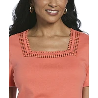 RAFAELLA T-shirt à manches courtes et encolure carrée pour femme