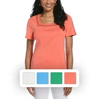 RAFAELLA T-shirt à manches courtes et encolure carrée pour femme