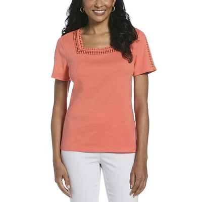 RAFAELLA T-shirt à manches courtes et encolure carrée pour femme