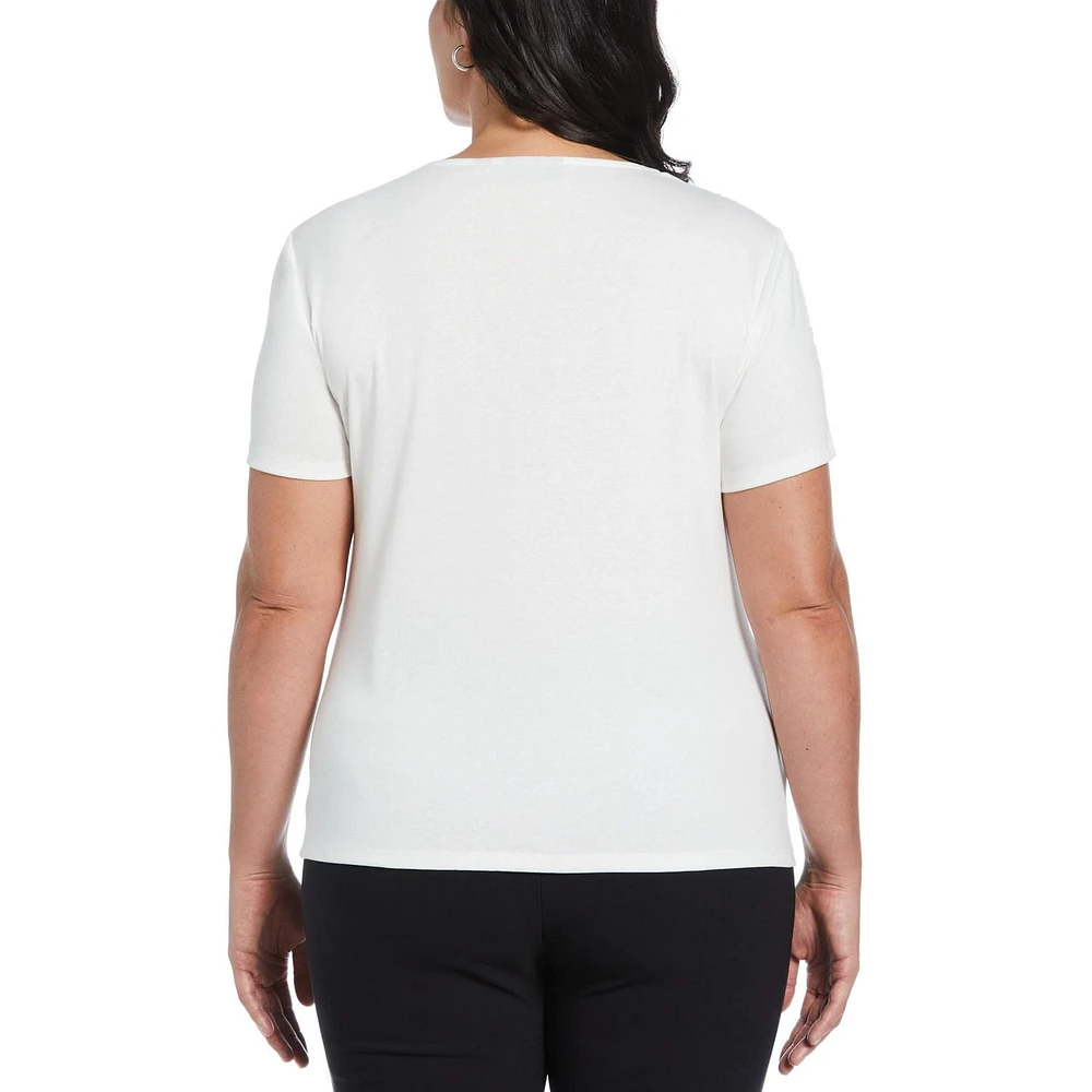 RAFAELLA Women's Square Neckline Short Sleeve Tee Shirt