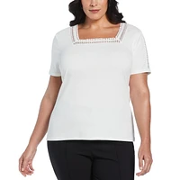 RAFAELLA Women's Square Neckline Short Sleeve Tee Shirt