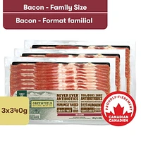 Greenfield Natural Meat Co Bacon Family Size, 340 g