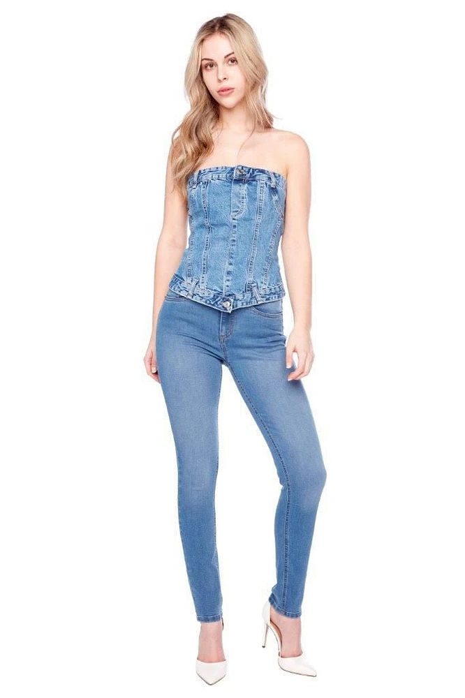 Jeaniologie ™ Women Mid Rise Skinny Jeans | Vintage Wash, Sizes 2 - 16