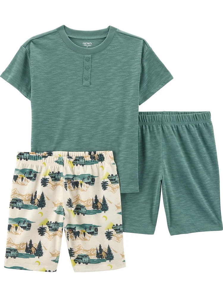 Carter's Child of Mine Kid Boys' Green Camping 3PC PJs