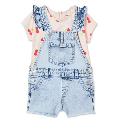 George Baby Girls' Shortall 2-Piece Set, Sizes 0-24 months