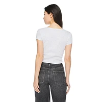 No Boundaries Women's Henley Tee, Sizes XS-XXL