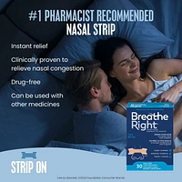 Breathe Right grandes bandelettes nasales Beige | Soulage instantanément la congestion nasale | Sans Médicament 30 Grandes Bandelettes Beiges