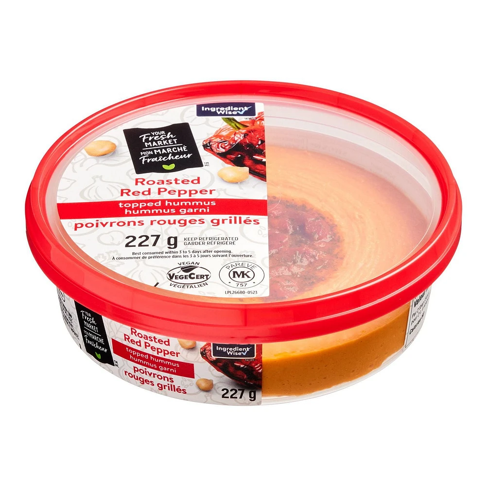 Hummus garni de poivrons rouges grillés Mon marché fraîcheur 227 g