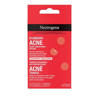 Neutrogena Stubborn Acne Blemish Patches, Hydrocolloid Spot Treatment, Pimple Care Patch, Hypoallergenic, 24 Per Pack