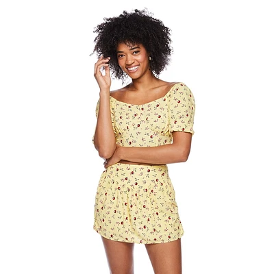 Haut corset à manches bouffantes No Boundaries pour femmes Tailles TP–TTG