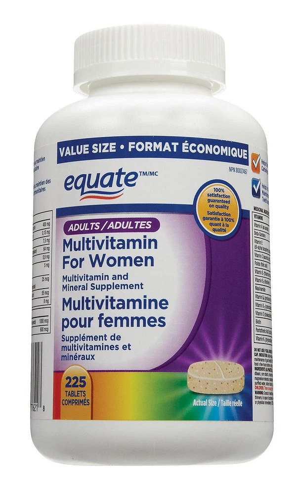 Equate Multivitamine pour femmes 225 Comprimés