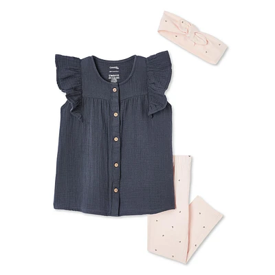 Ensemble 3 pièces avec tunique George pour petites filles Tailles 2T-5T