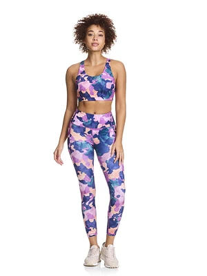 Soutien-gorge de sport imprimé Reebok « Reflex » à impact moyen pour femmes avec bonnets amovibles