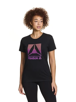 T-shirt graphique à manches courtes « Gradient Lines Delta » Reebok pour femme