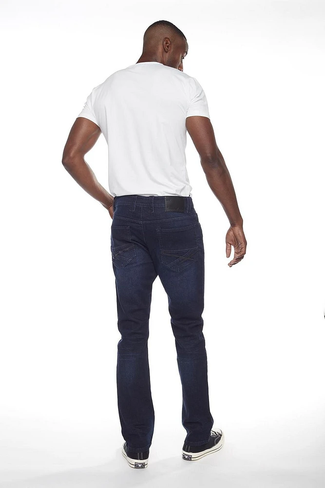 Jeaniologie ™ Jean coupe droite 5 poches pour homme | Délavé foncé 28 -38