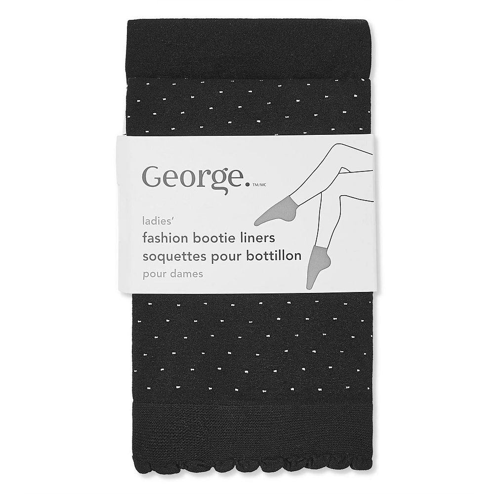 George Women's 2pk Pindots Fashion Bootie Liners, One size