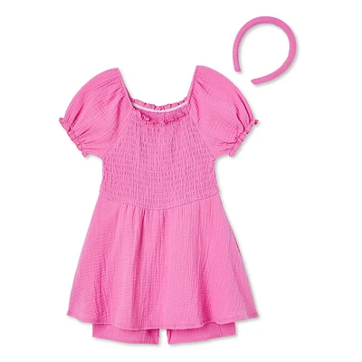 Ensemble 2 pièces avec combishort à smocks Btween pour filles Tailles 4-12