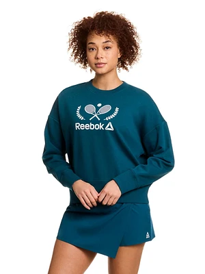 Reebok Prep Sweat-shirt à col rond French Terry pour femme Tailles XS-2XL