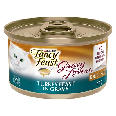 Fancy Feast Plats en Sauce Festin de Dinde dans une Sauce à Saveur de Dinde Grillée, Nourriture Humide pour Chats 85 g 85g