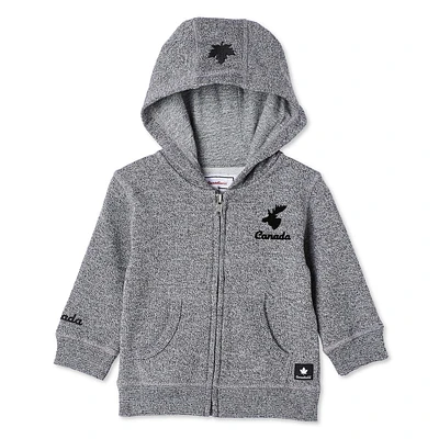 Chandail à capuchon zippé sur la longueur Canadiana collection non genrée pour nourrissons Tailles 0-24 mois