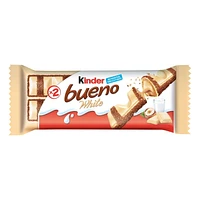 KINDER BUENO White Chocolate and Hazelnut Cream Candy Bars, 2 Individually Wrapped Bars Per Pack (39g), 39g