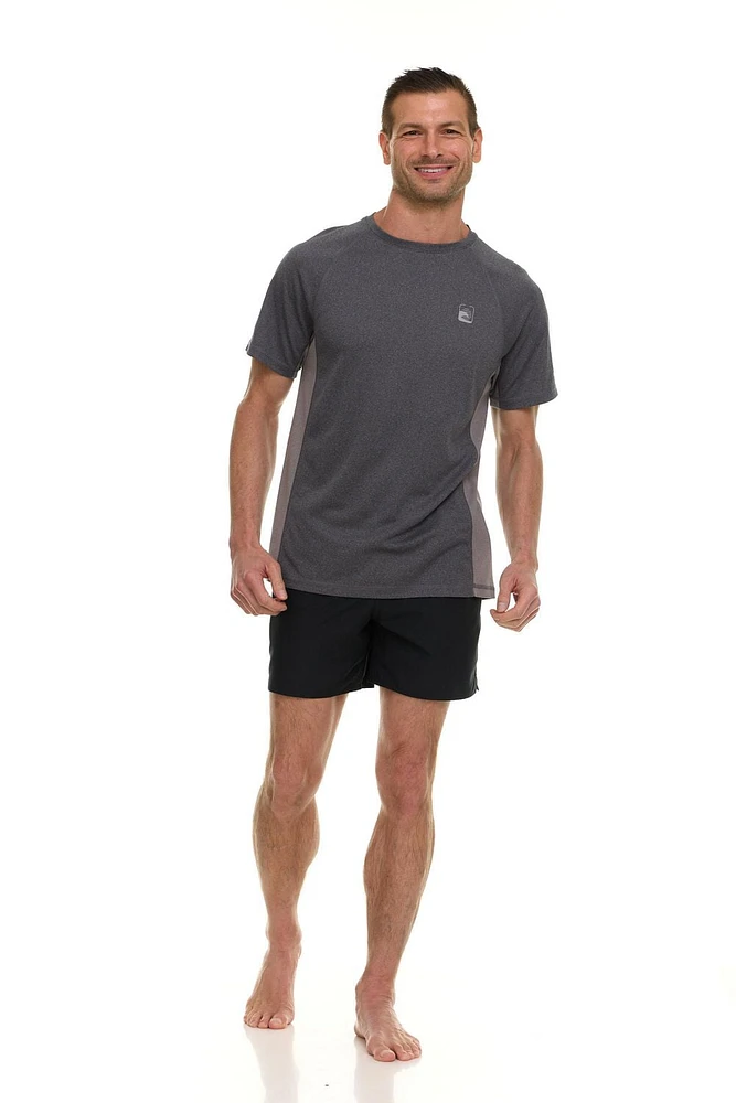 le rash guard à manches courtes chiné Laguna pour hommes
